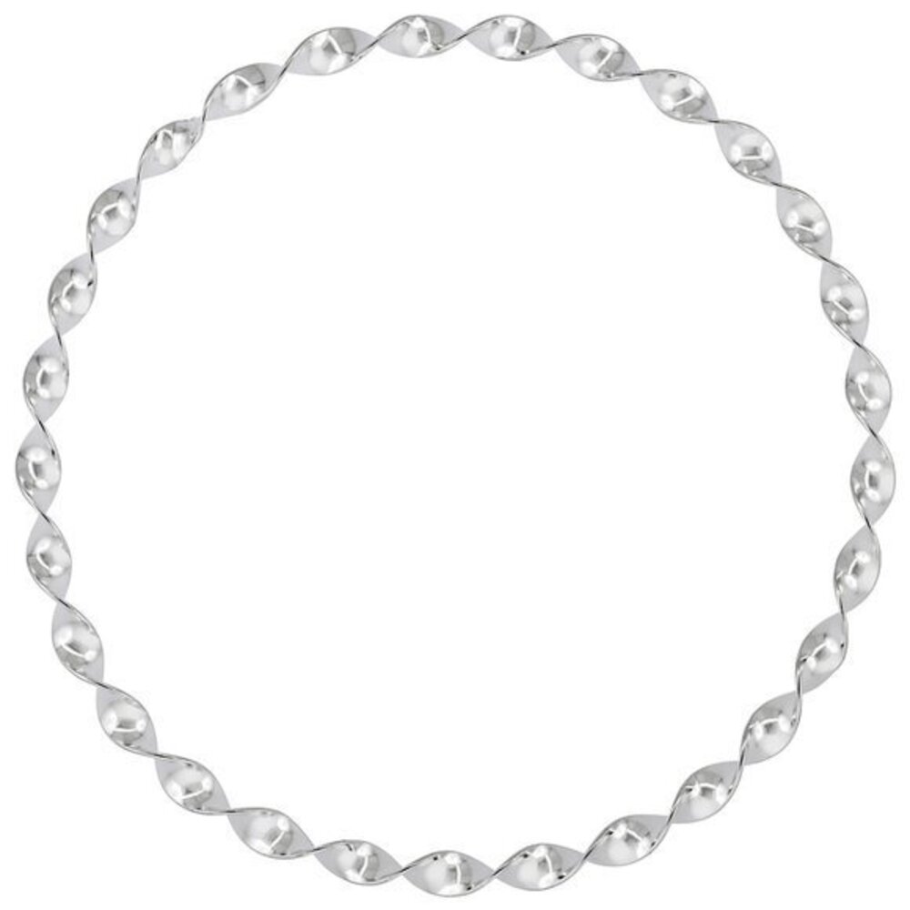 4mm Ftat Wire Sterling Silver Twisted Bangle Bracelet Stackable 7.5" inches
